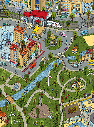 Englisches Wimmelbild für Bayer/iTs, 2022